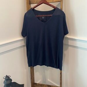 J.Jill Pima Slub-Knit V-Neck Tee